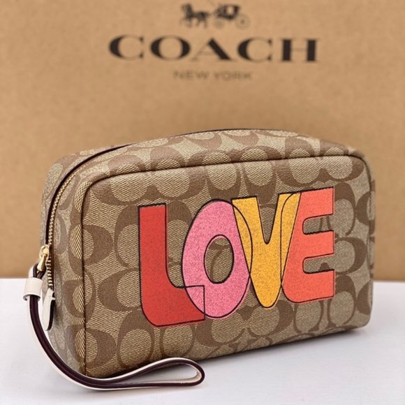 Coach Handbags - COACH BOXY COSMETIC CASE WITH LOVE PRINT